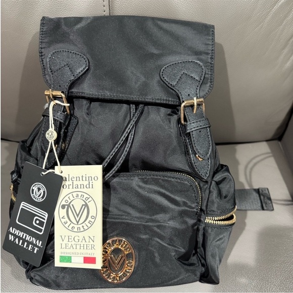 Valentino Orlandi Handbags - Valentino Orlandi Black Vegan Leather Backpack NWT